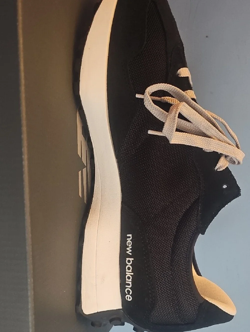 New Balance Black and Cream Retro Athletic Sneakers
